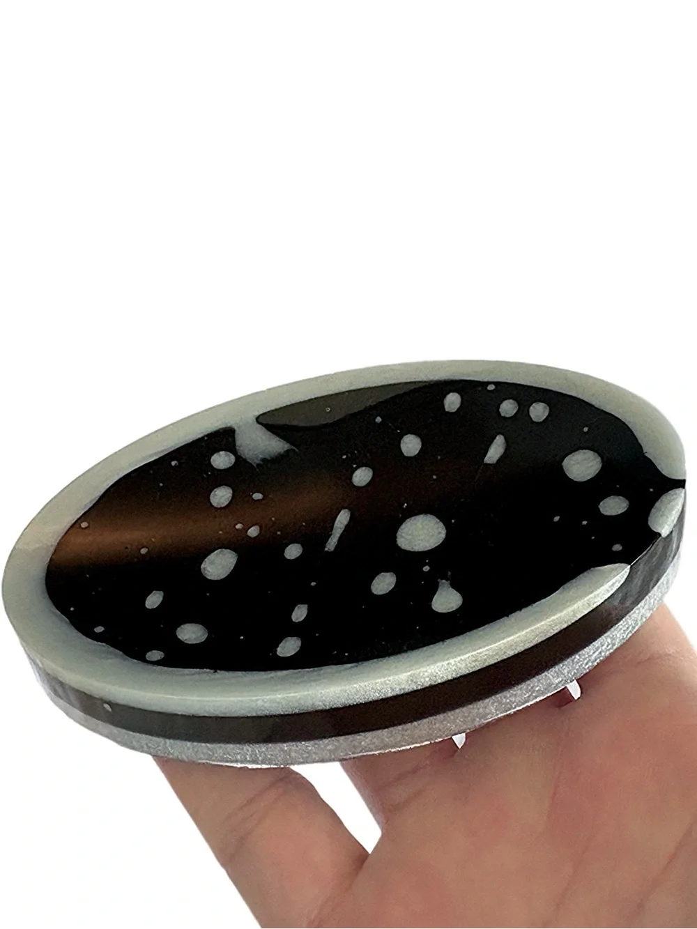 Handmade Resin Soap Dish - Black and White Splatter